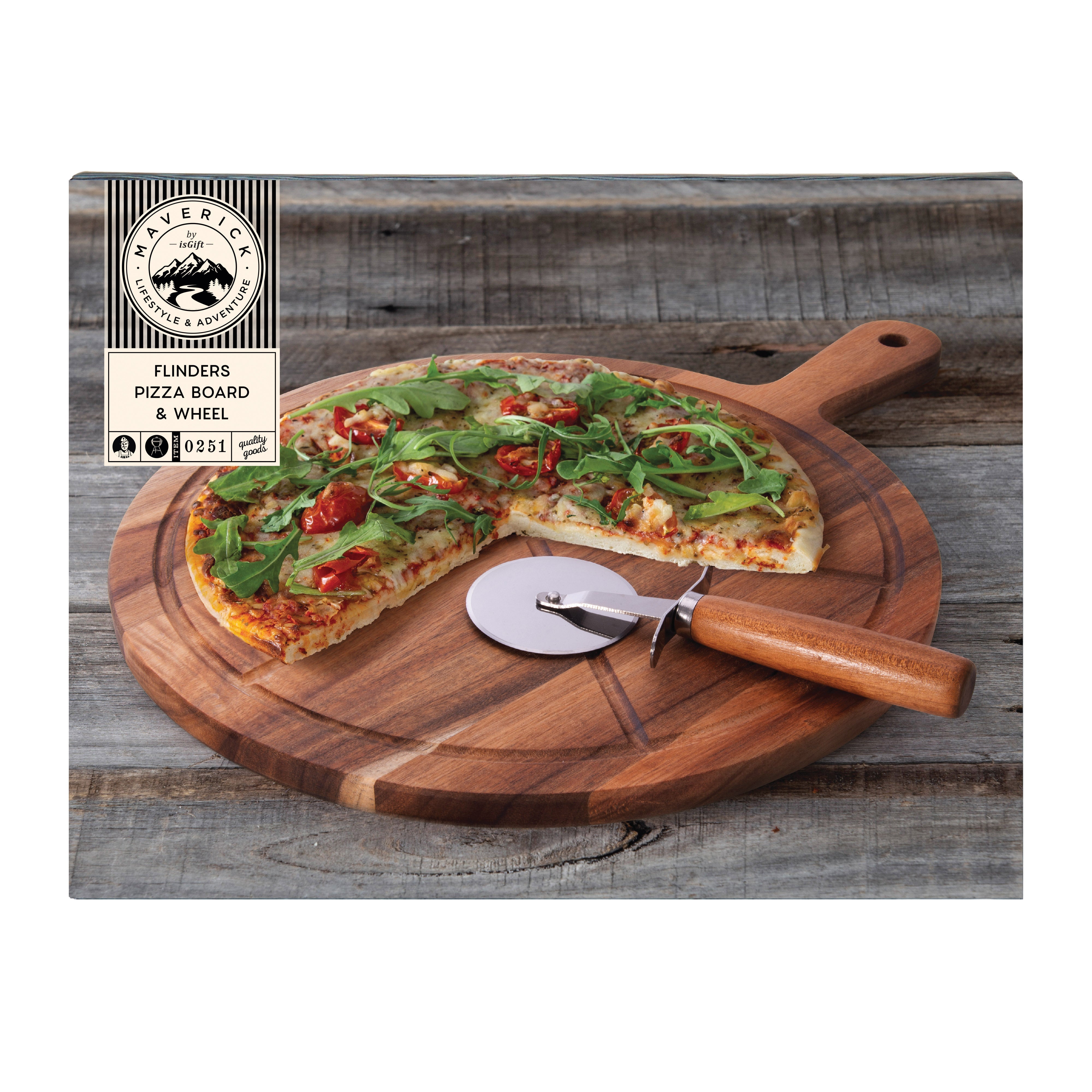 Maverick Flinders Pizza Board & Wheel 2 Piece