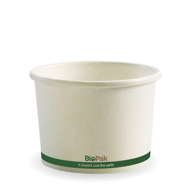 BioPak 550ml / 16oz White BioBowl