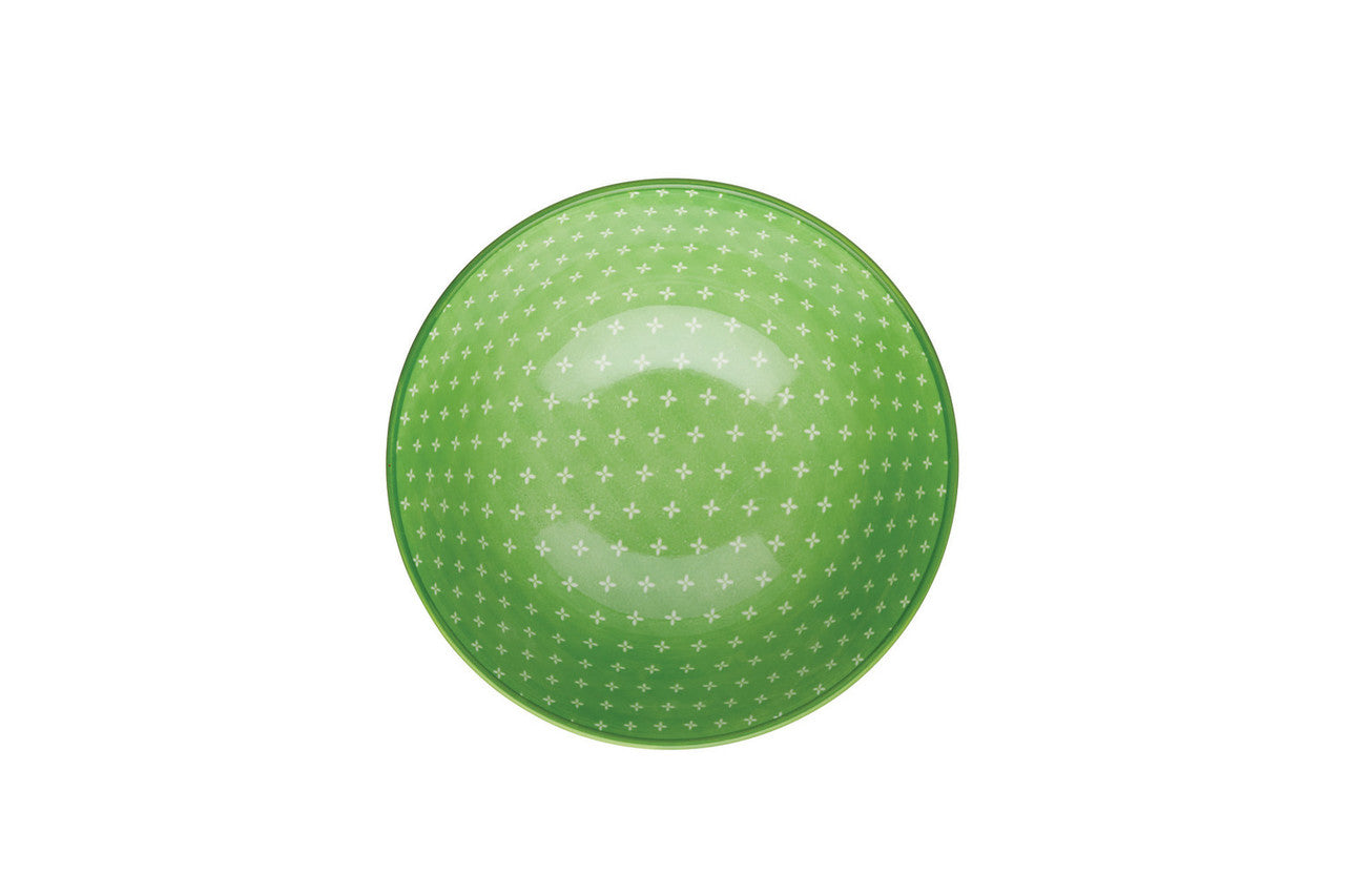 Mikasa Glazed Stoneware Bowl 15.5cm (Green Geometric)