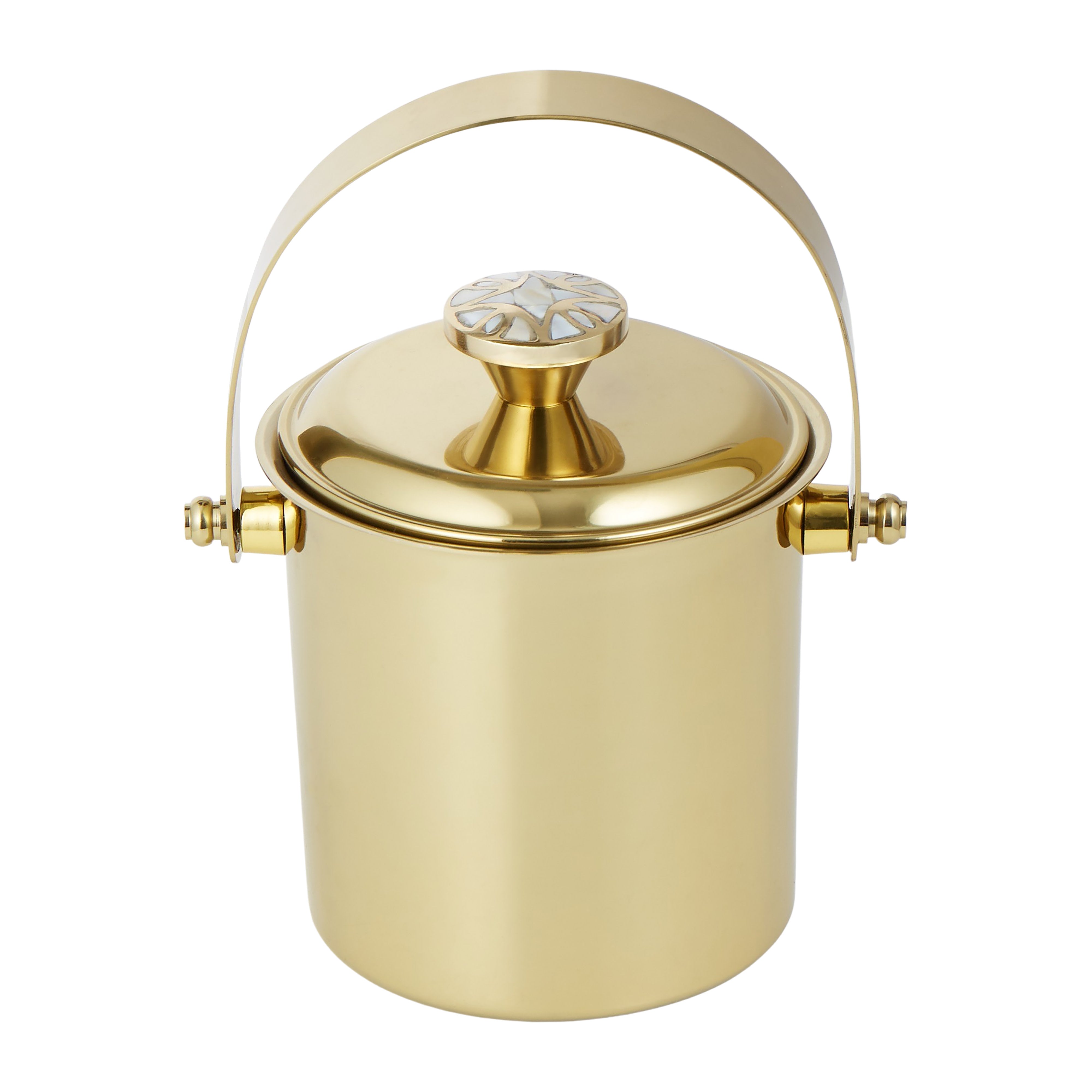 Society Home Mother of Pearl Detailed Ice Bucket Gold