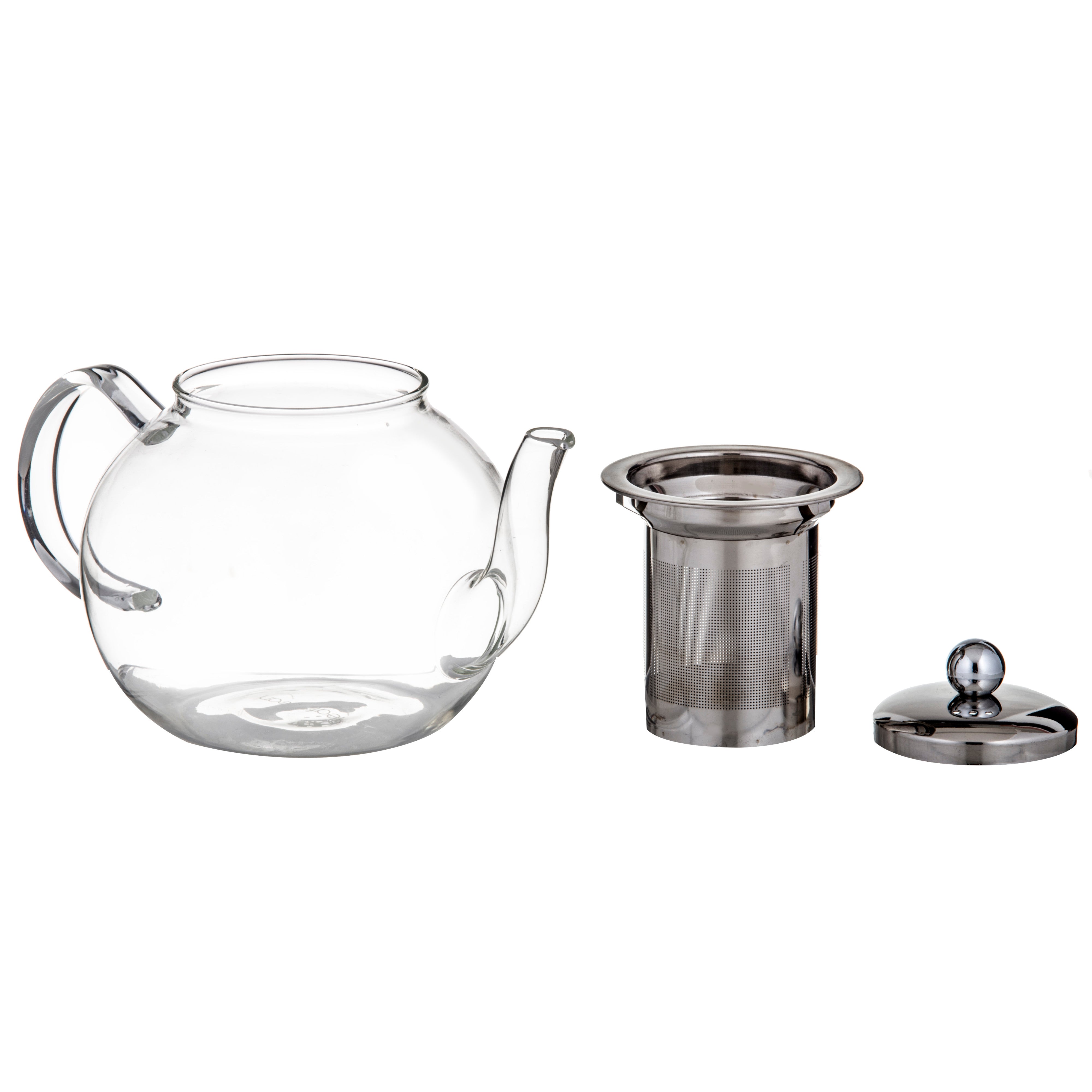 Leaf & Bean Camellia Teapot with Filter 5 Cup (1L) Clear & Stainless Steel