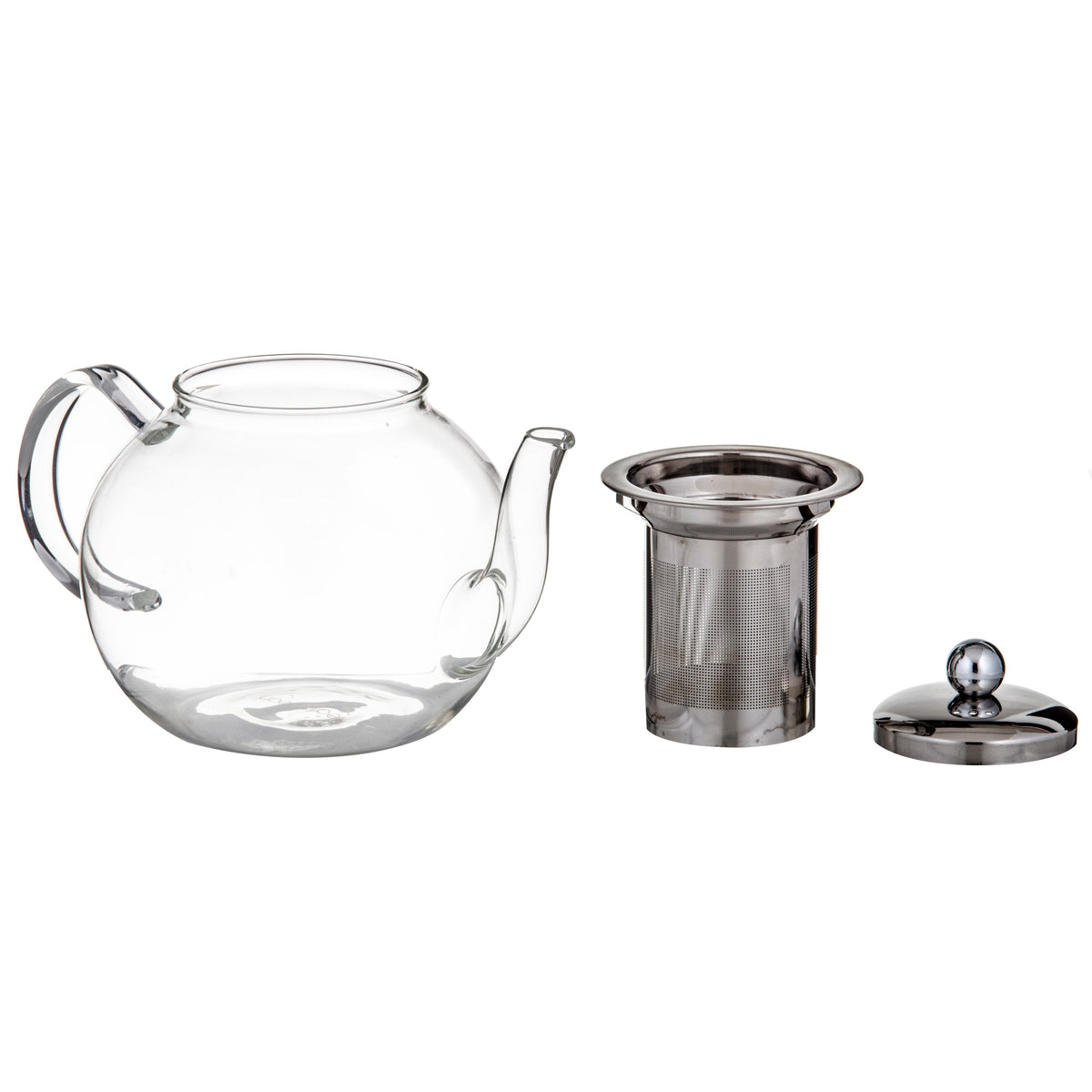 Leaf & Bean Camellia Teapot with Filter 5 Cup (1L) Clear & Stainless Steel