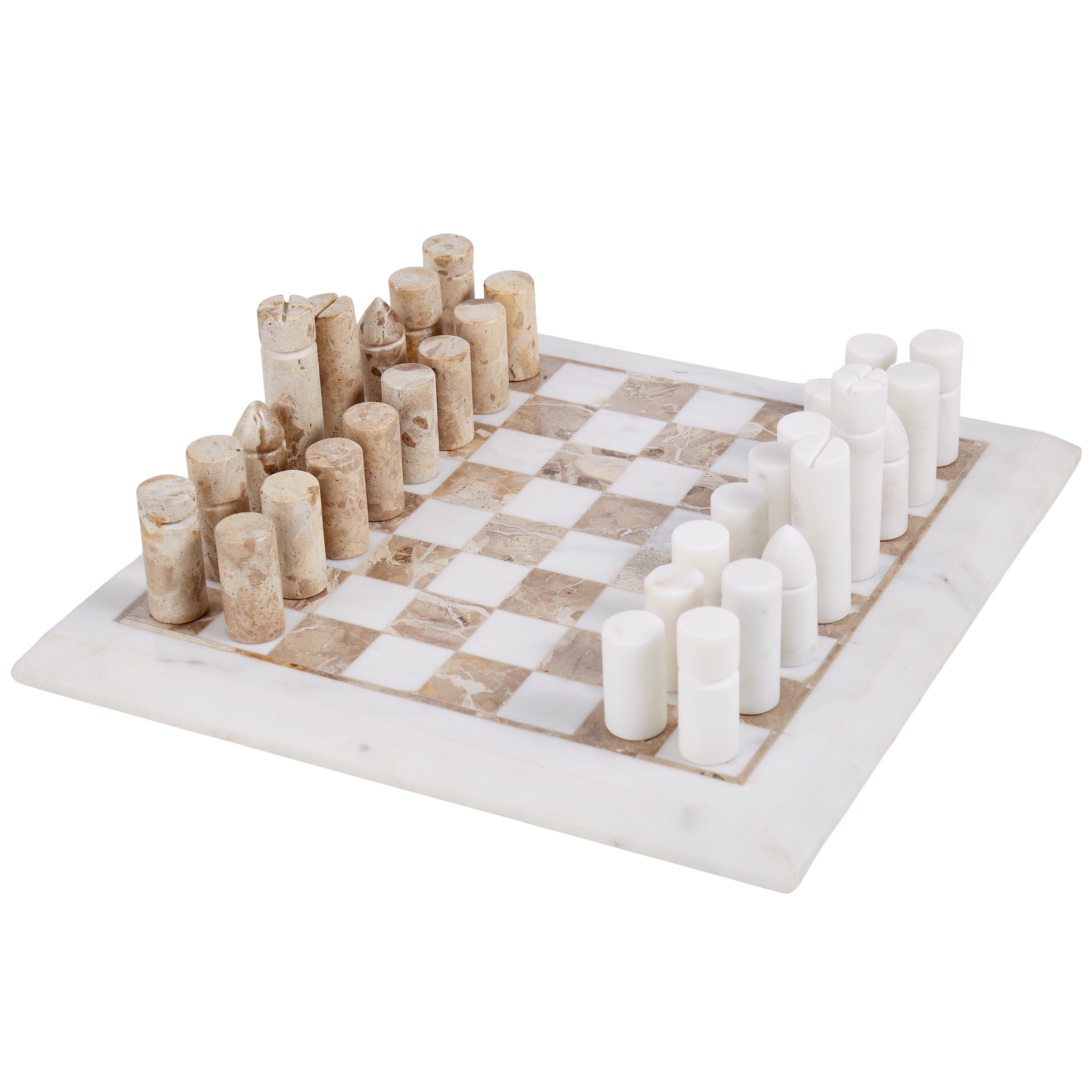 Grand Designs Marble Inlay Chess Set White & Brown