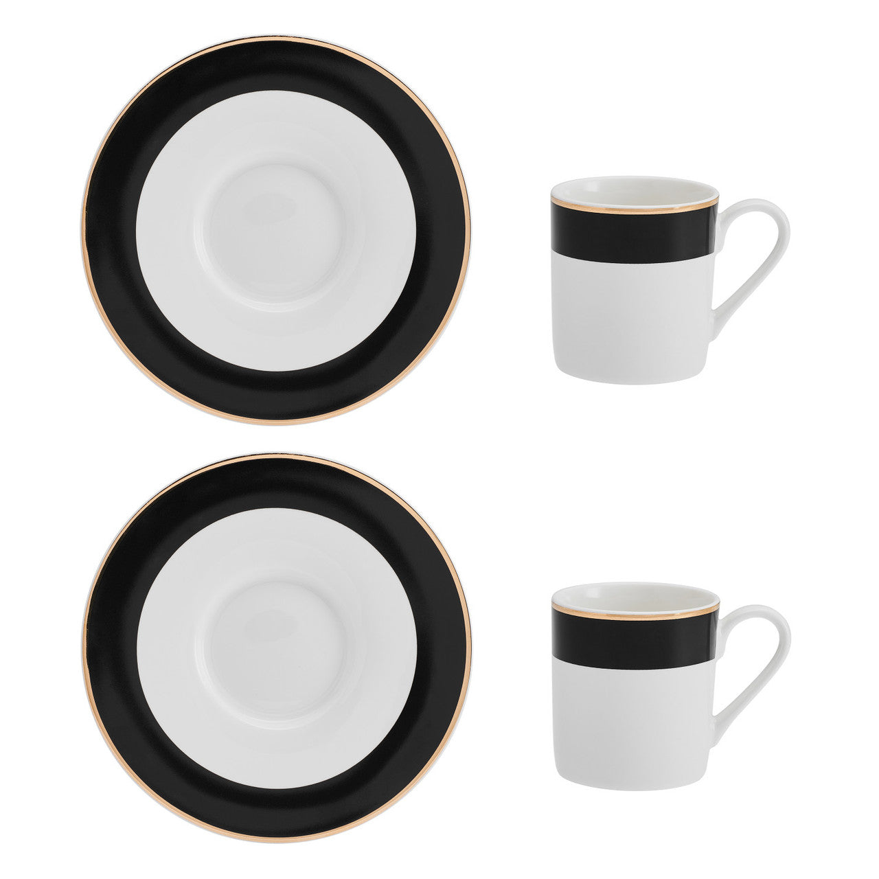 Mikasa Luxe Deco Fine China Espresso Cup & Saucer Set 2 Piece 100ml (Band Pattern)