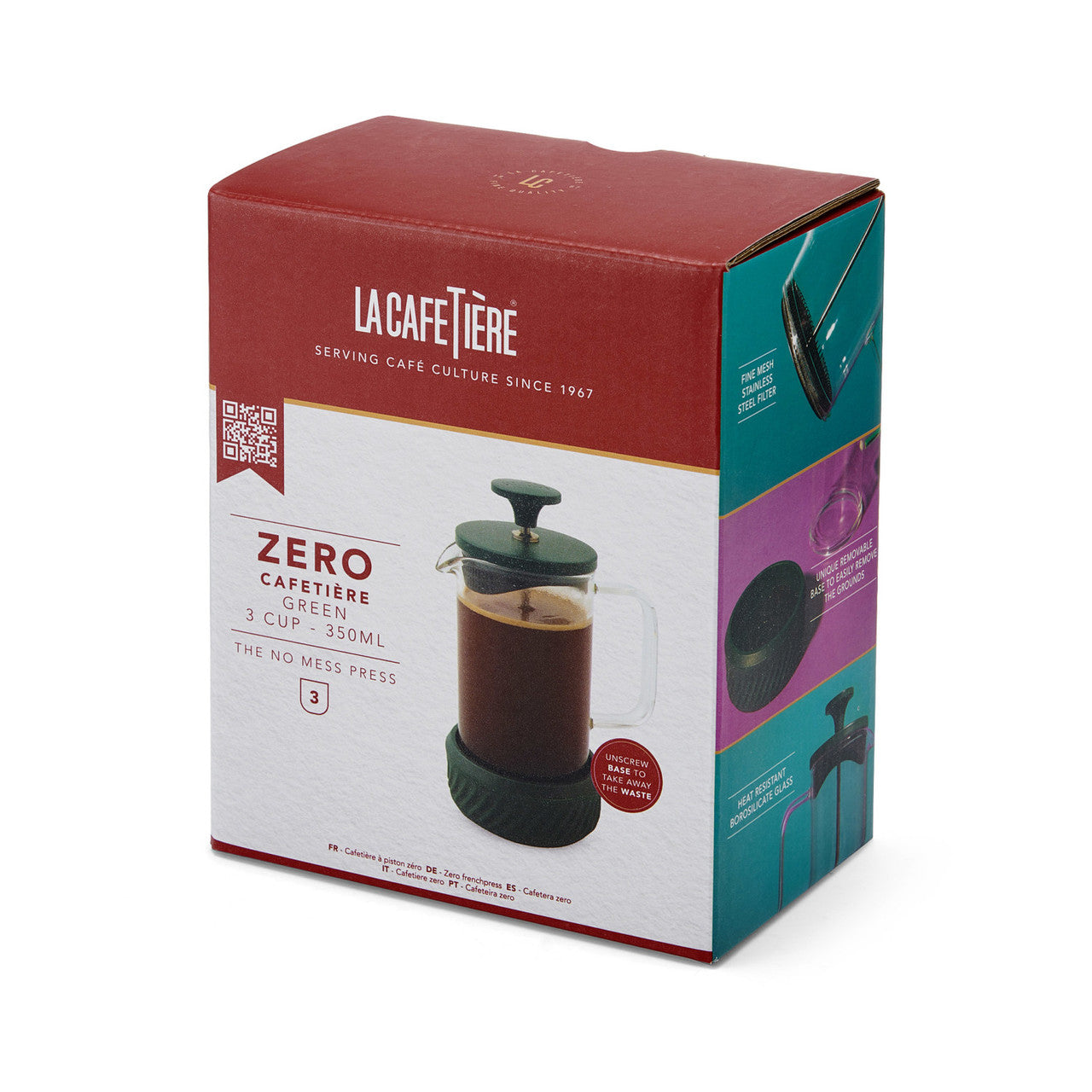 La Cafetière Zero Glass Cafetière 3 Cup / 350ml (Green)