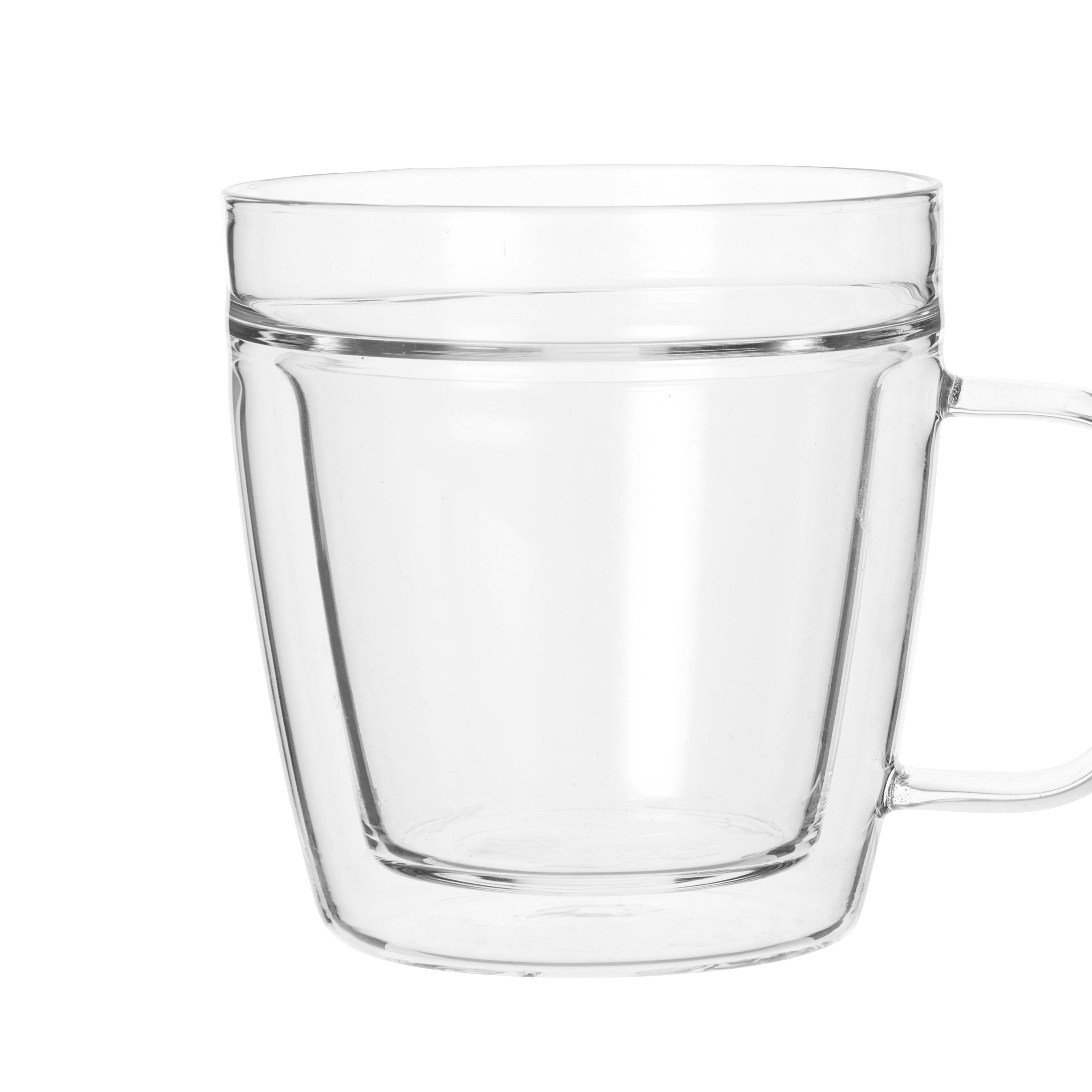 Leaf & Bean Double Wall Glass with Handle 90ml 2 Piece Set Clear