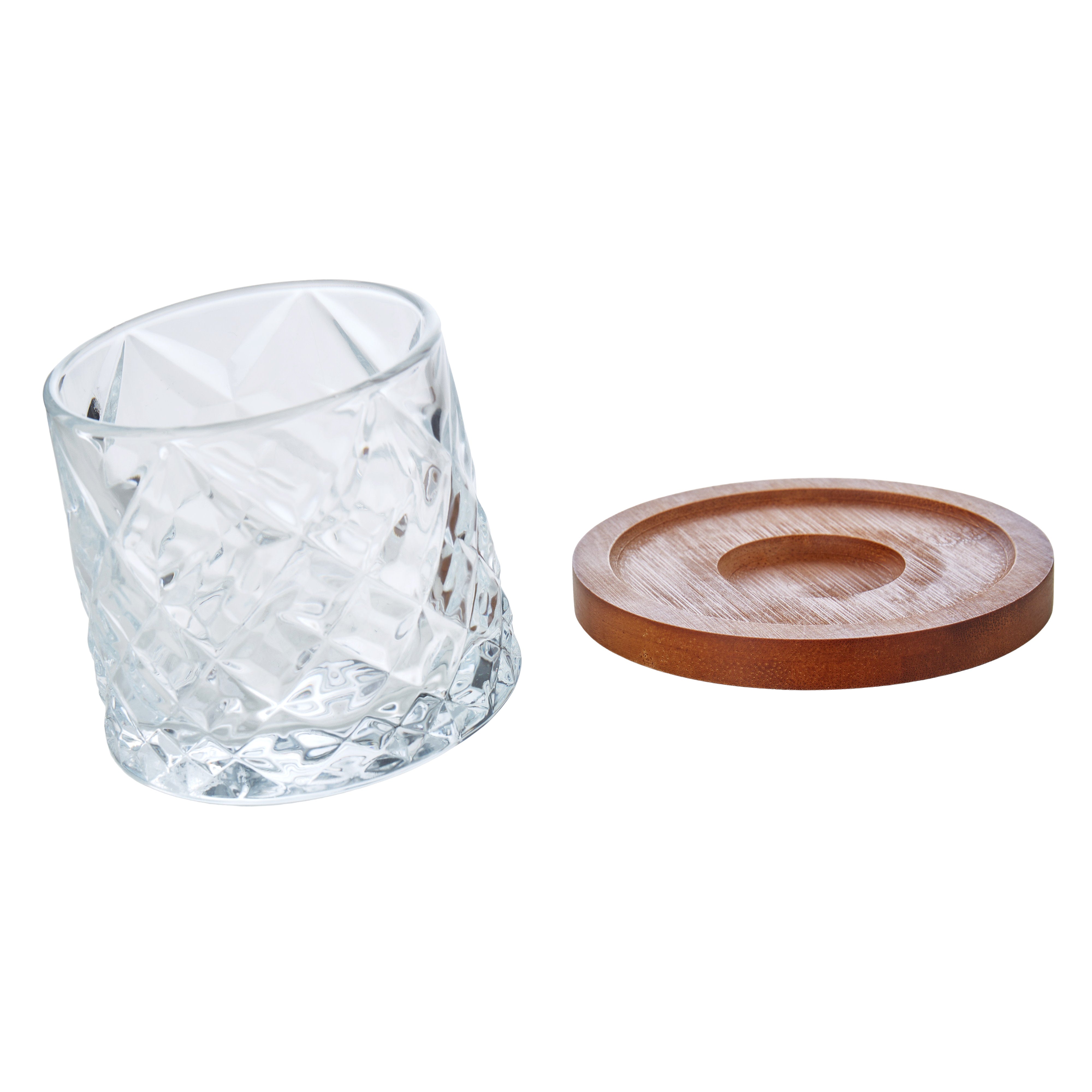Davis & Waddell Fine Foods Etched Whisky Glasses with Coasters 2 Piece Set Clear