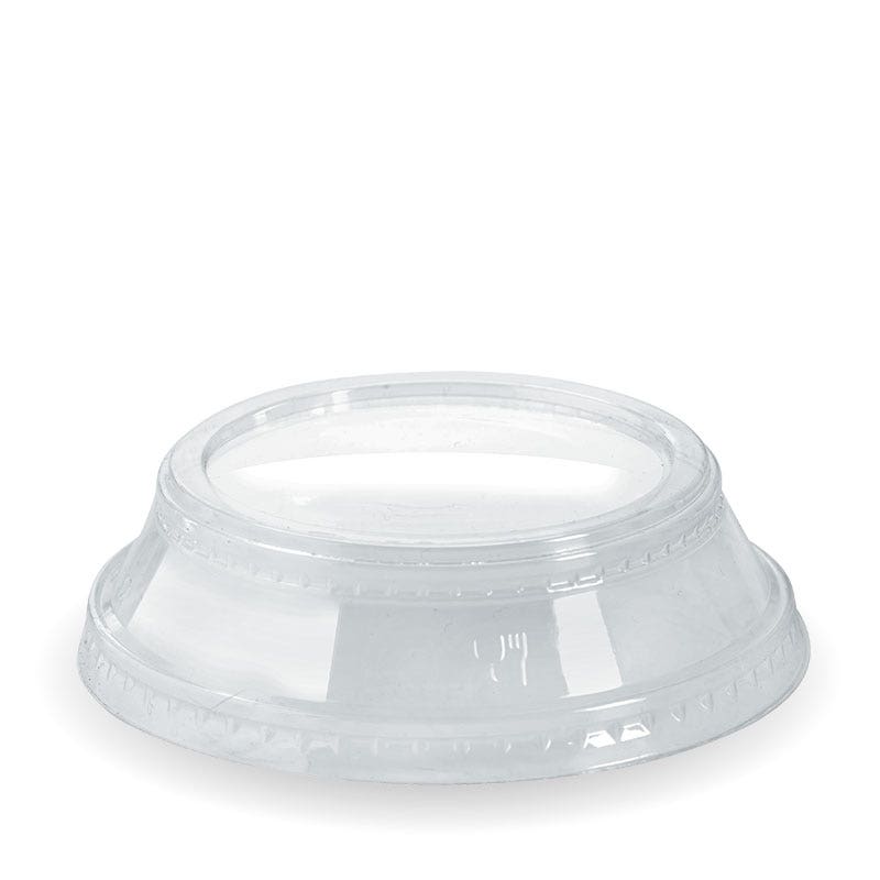 BioPak 300-700ml Raised Flat No Hole Clear BioCup Lid