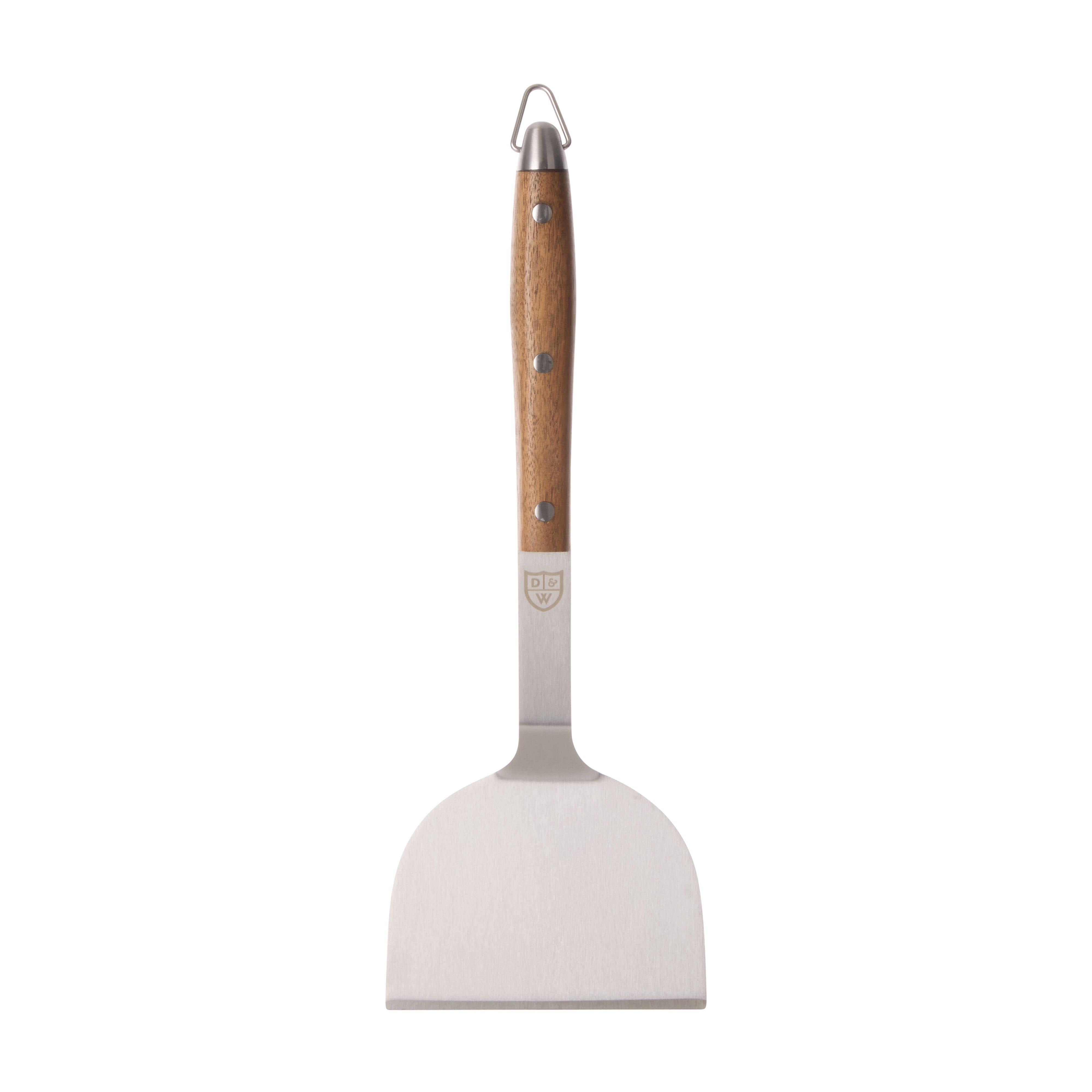 Davis & Waddell Ryder Burger Spatula Chrome & Acacia
