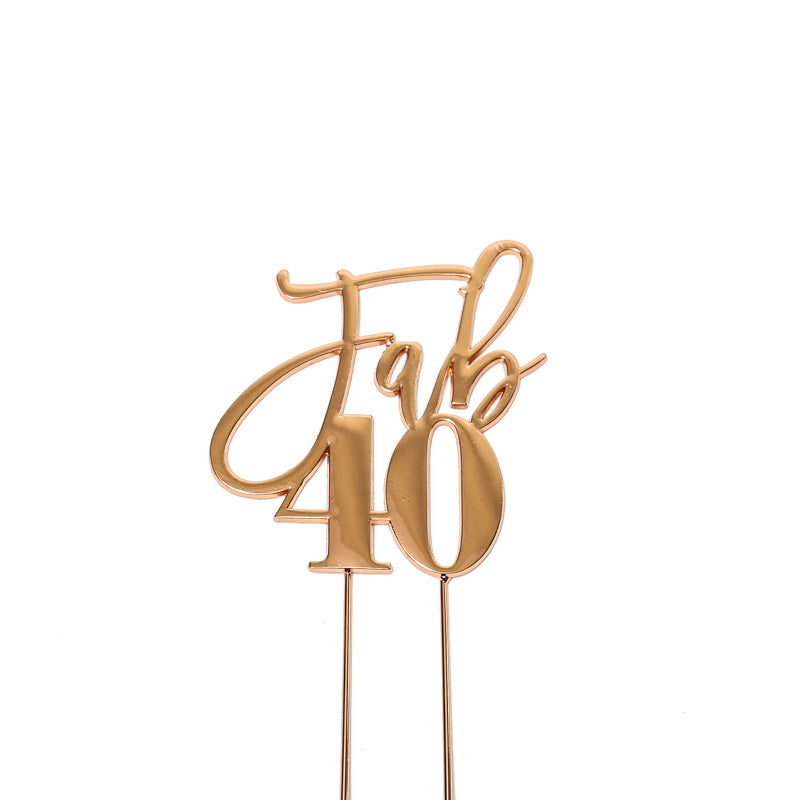 Cake & Candle Plated Cake Topper Fab 40 Rose Gold