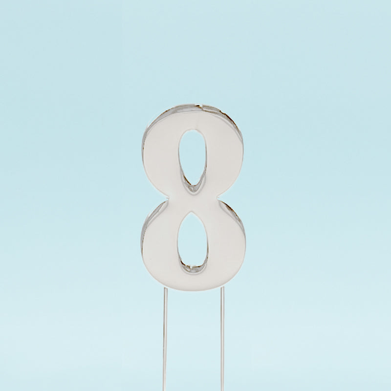 Cake & Candle Bold Cake Topper Number 8 Silver