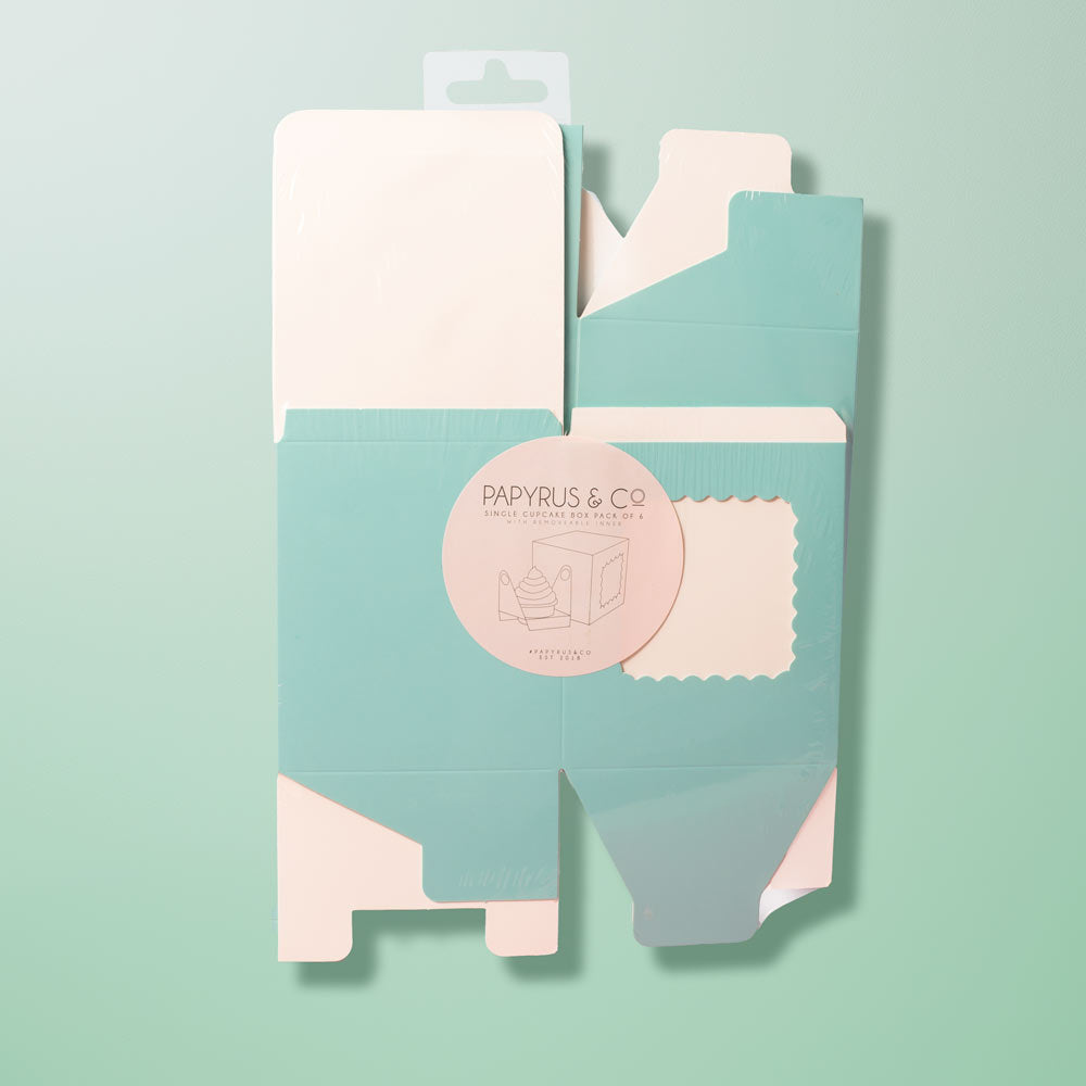Papyrus Scalloped Single Cupcake Box Pastel Blue 6 Pack