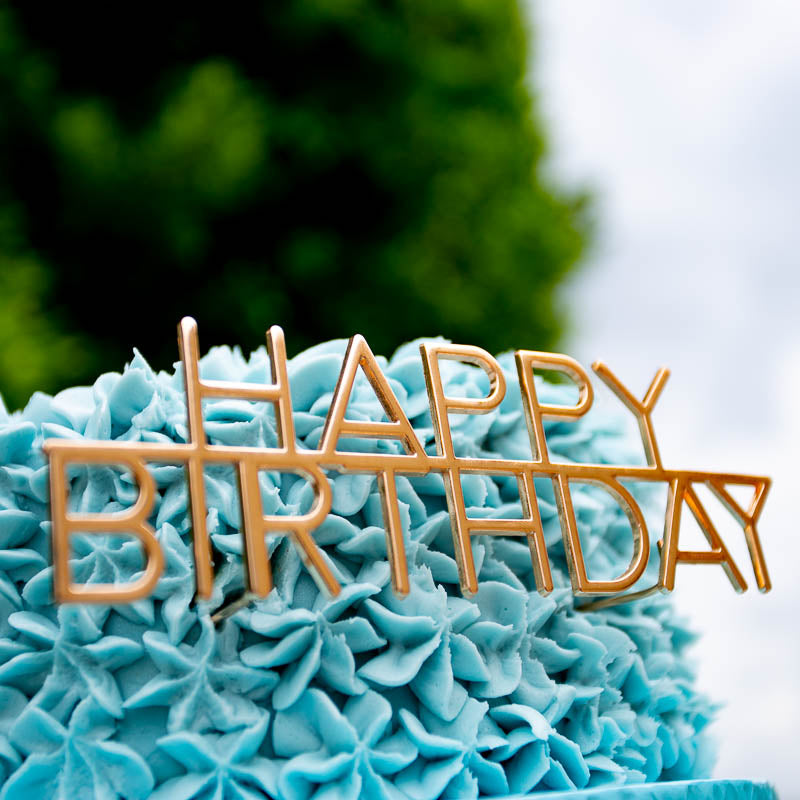 Cake & Candle Metal Cake Topper Caps Happy Birthday Gold