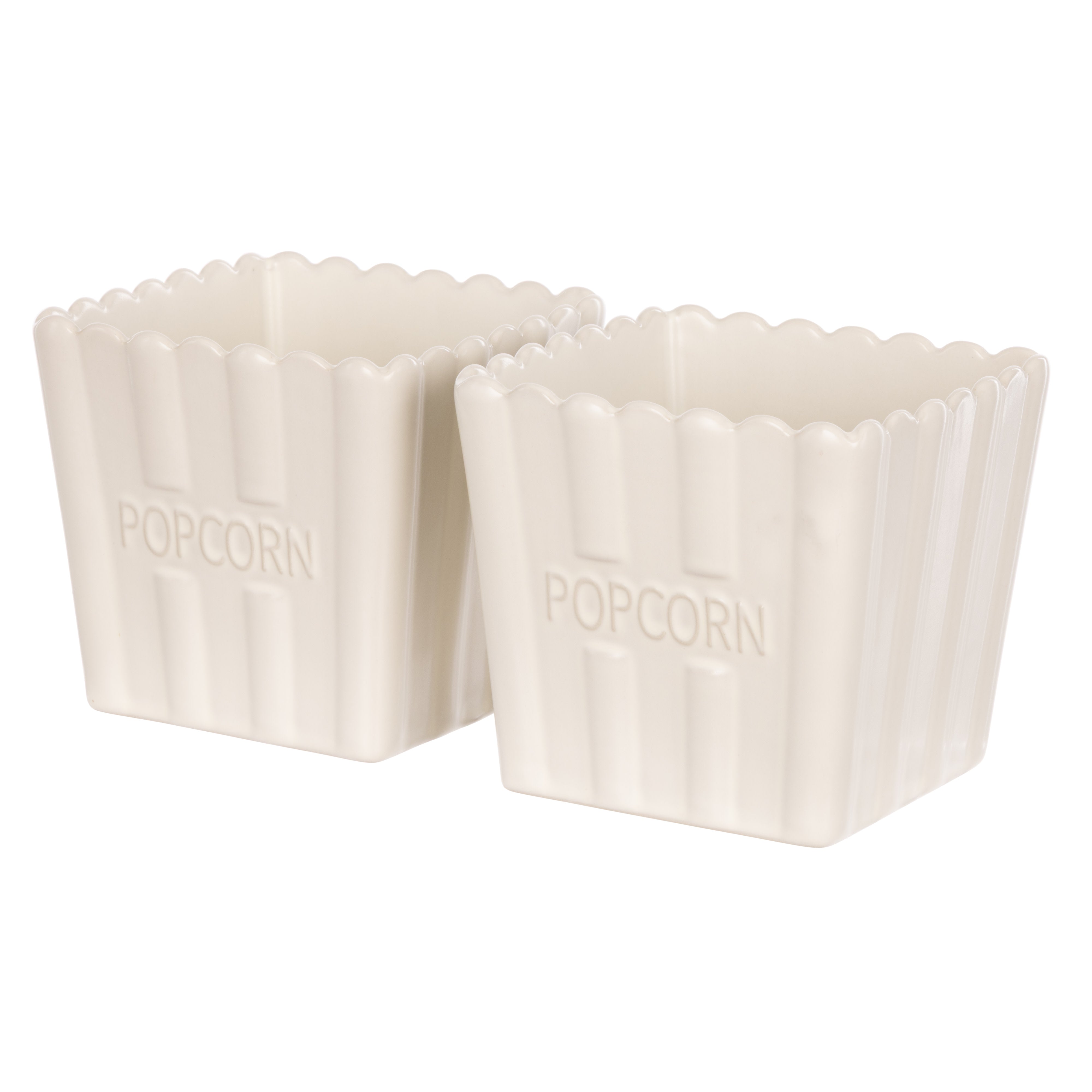 Davis & Waddell Peggy Small Stoneware Popcorn Bowls 2 Piece Set Off White