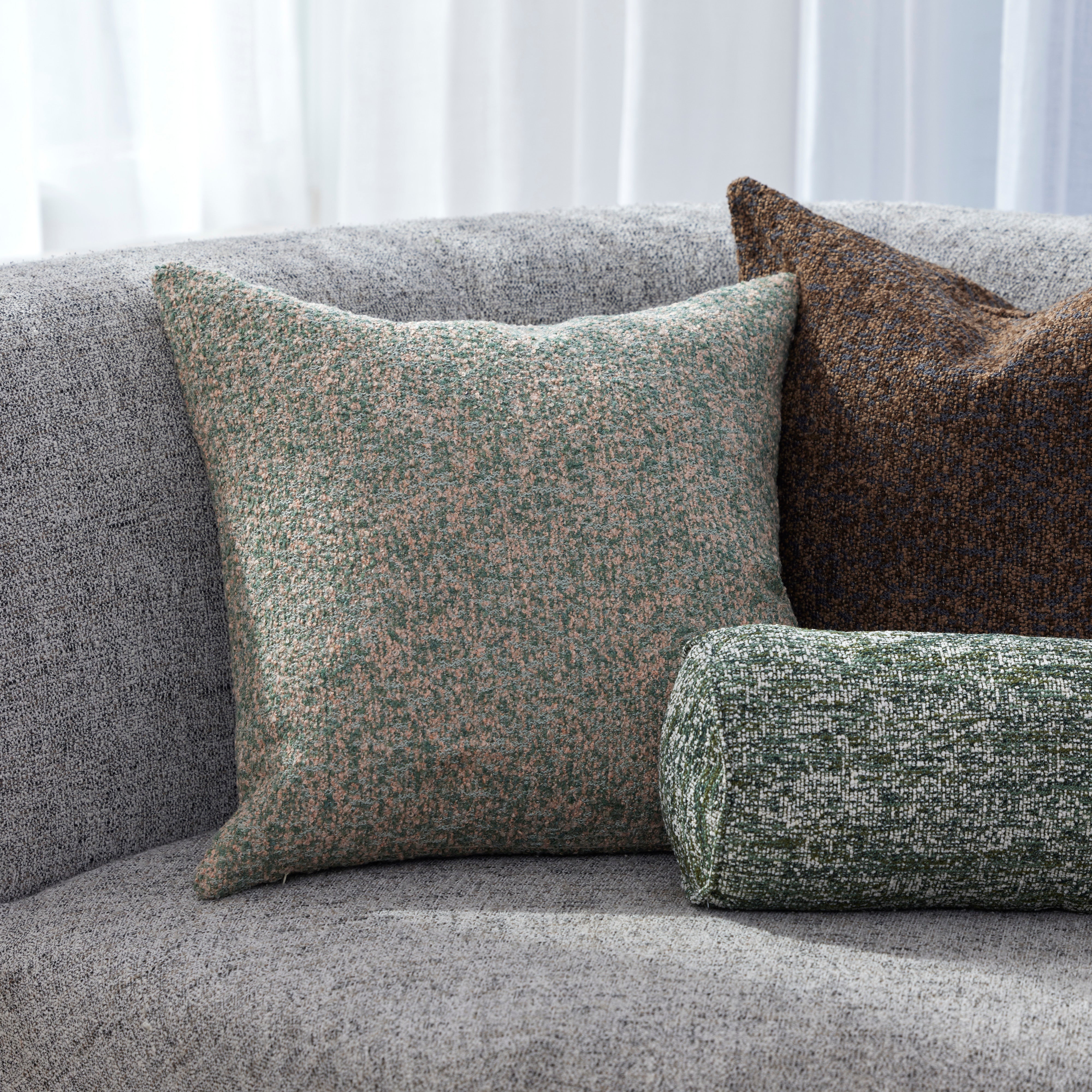 Amalfi Koba Boucle Bolster Cushion Dark Green Multi-Coloured