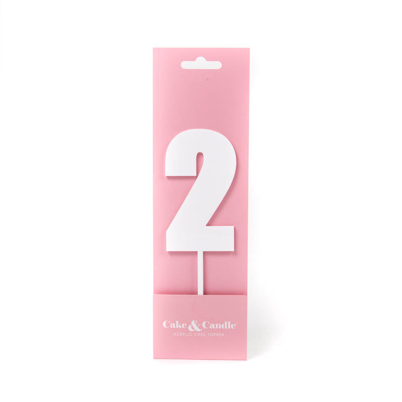 Cake & Candle Mega Number 2 Cake Topper White