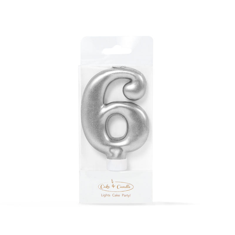 Cake & Candle Candle Number 6 Silver