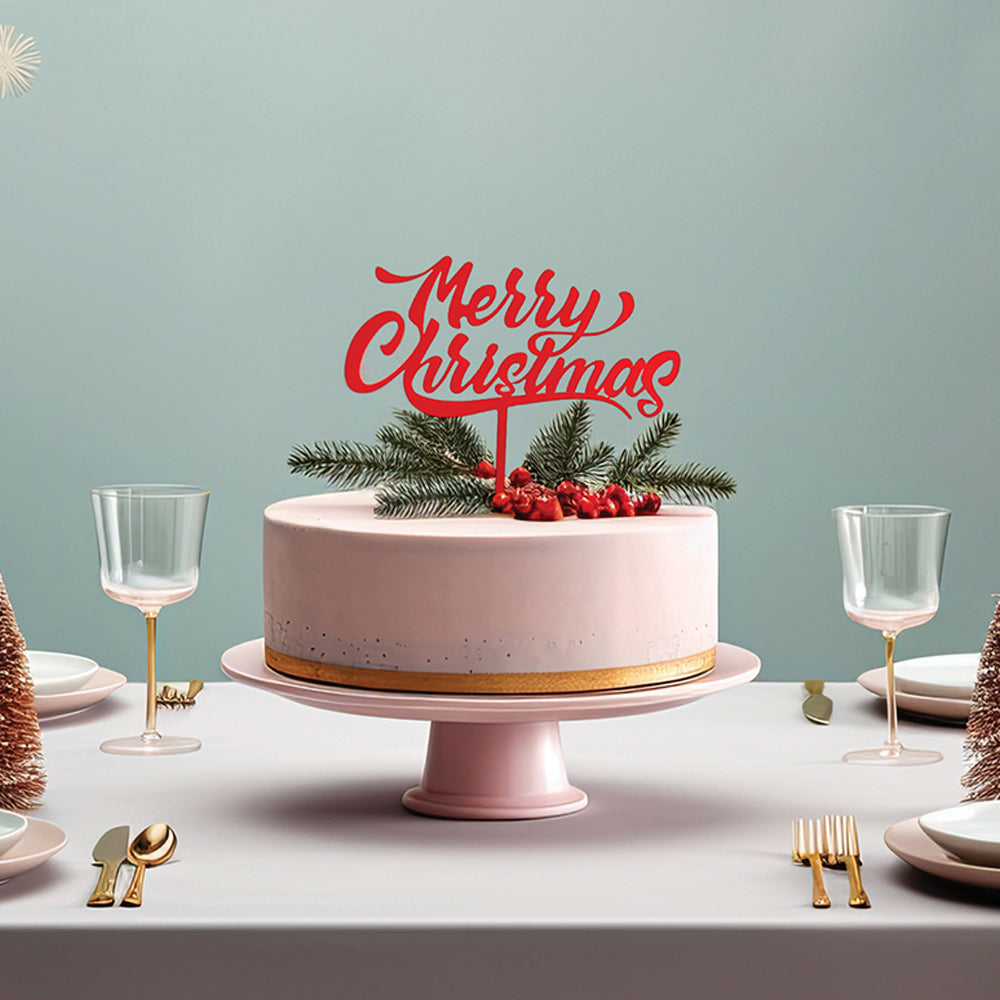 Cake & Candle Merry Christmas Cake Topper