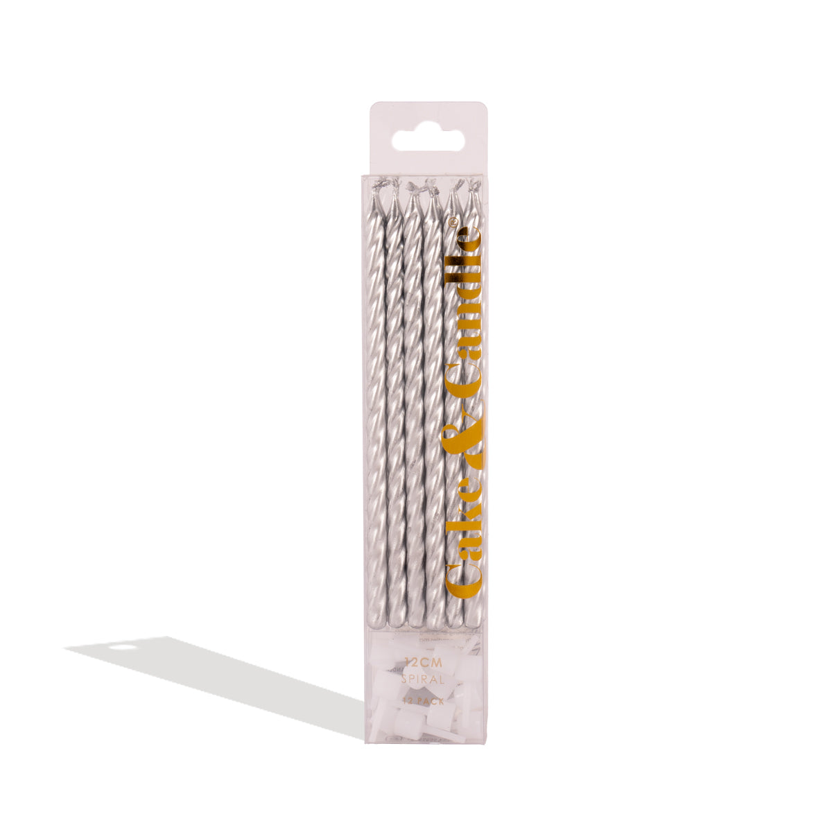 Cake & Candle Spiral Cake Candles Silver 12 Pack