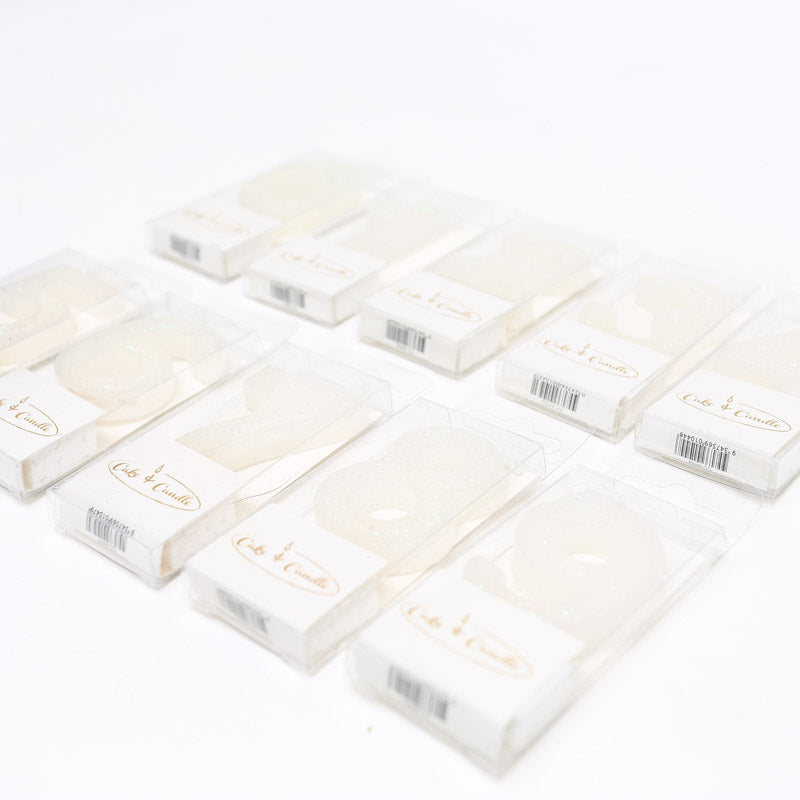 Cake & Candle Mini Glitter Candle White Number 2