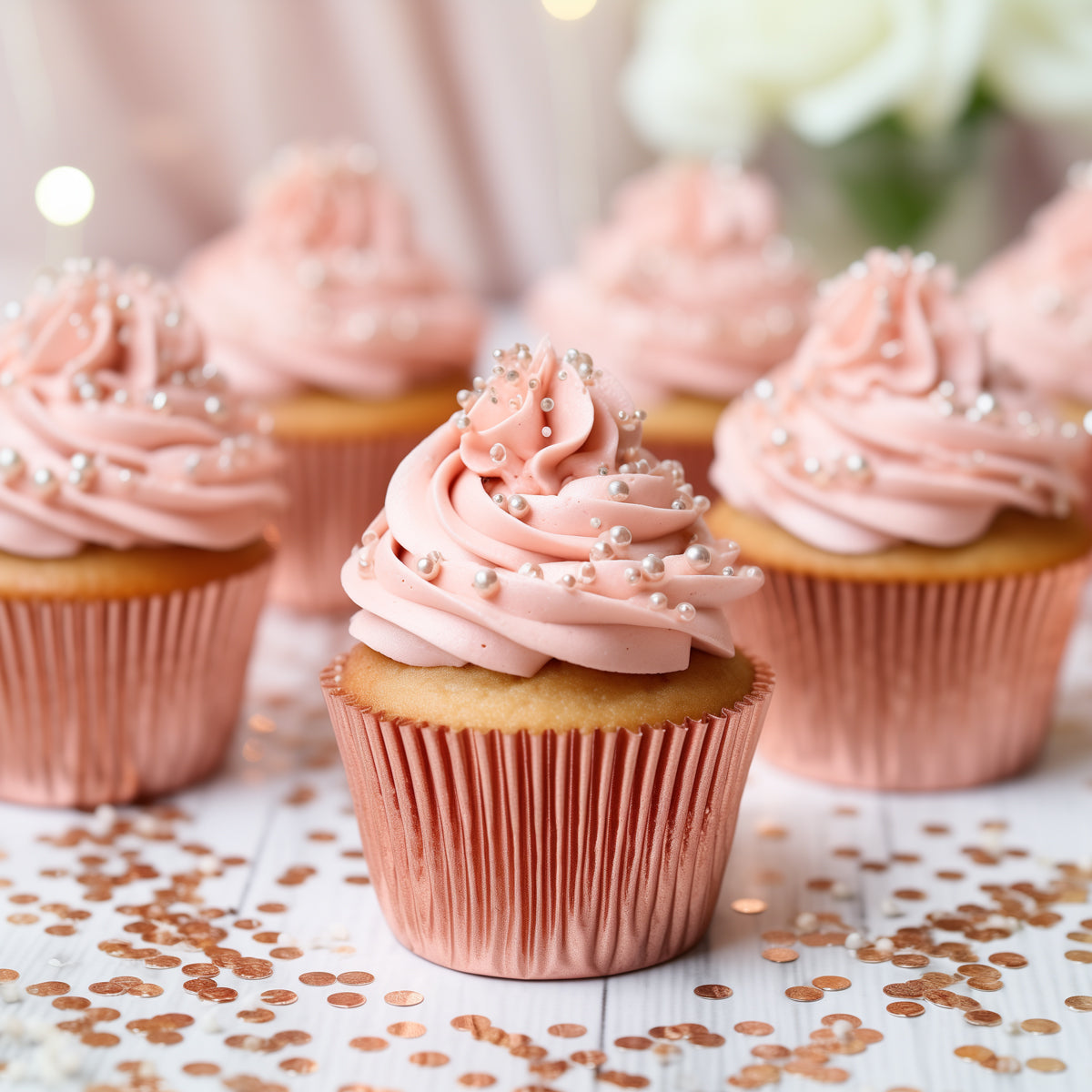 Papyrus Standard Foil Baking Cups Base Rose Gold 50mm 50 Pack