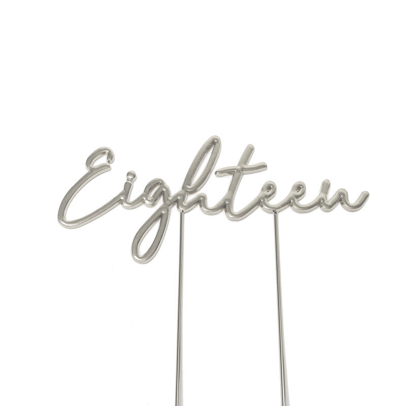 Cake & Candle Plated Cake Topper 18 Silver