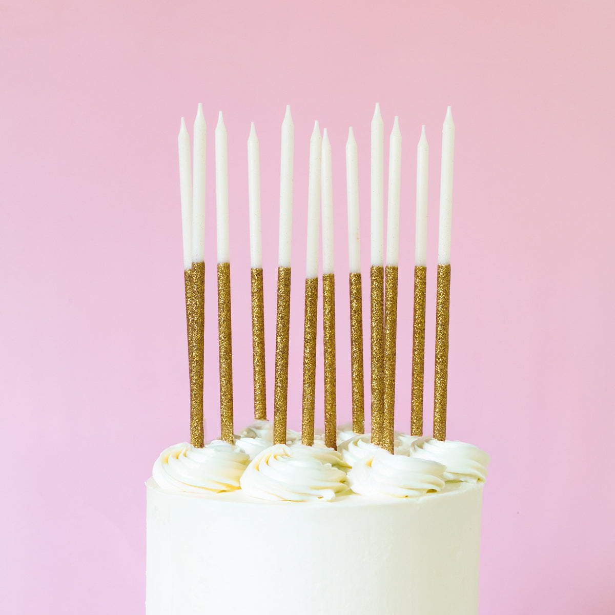Cake & Candle Glitter Dipped Cake Candles Gold 12 Pack