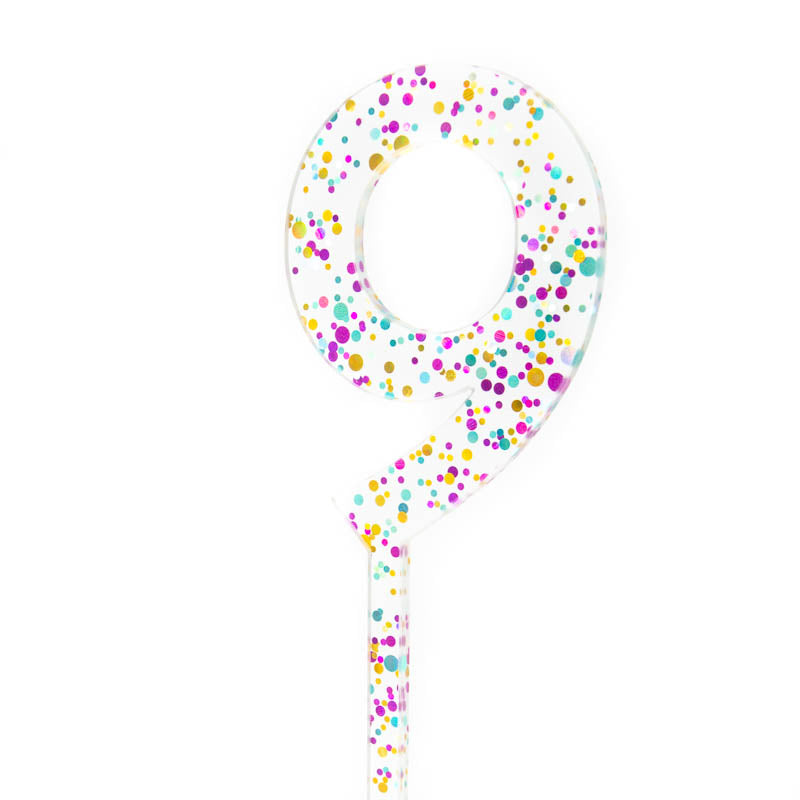 Cake & Candle Glitter Number 9 Cake Topper Rainbow