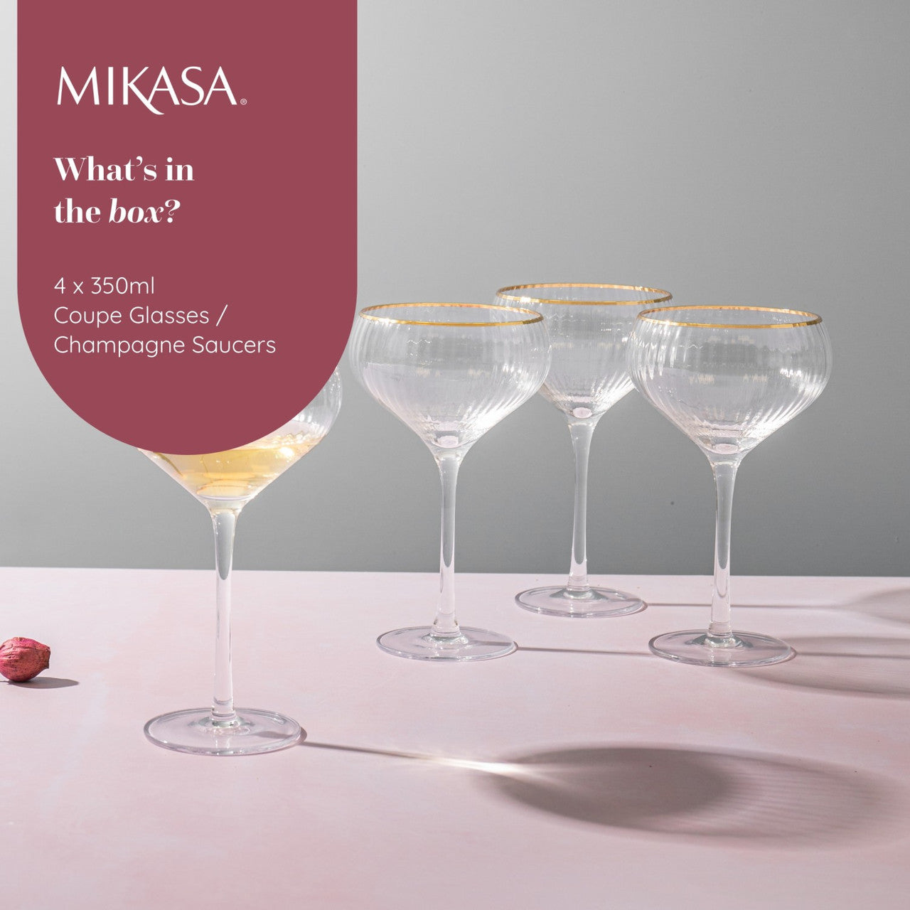 Mikasa Sorrento Champagne Coupe Glass Set 4 Piece 350ml