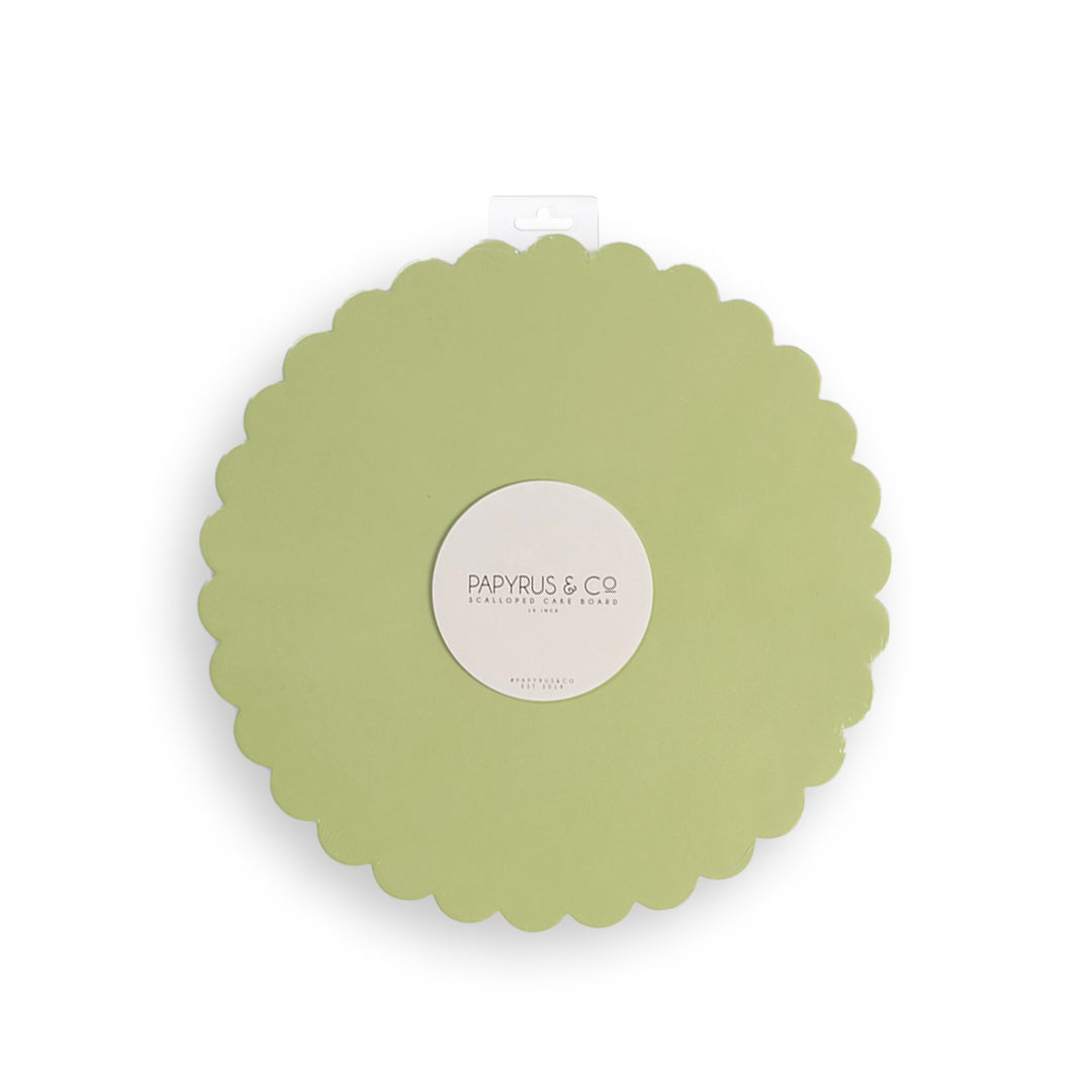 Papyrus Cake Board Scalloped Pastel Green 10in