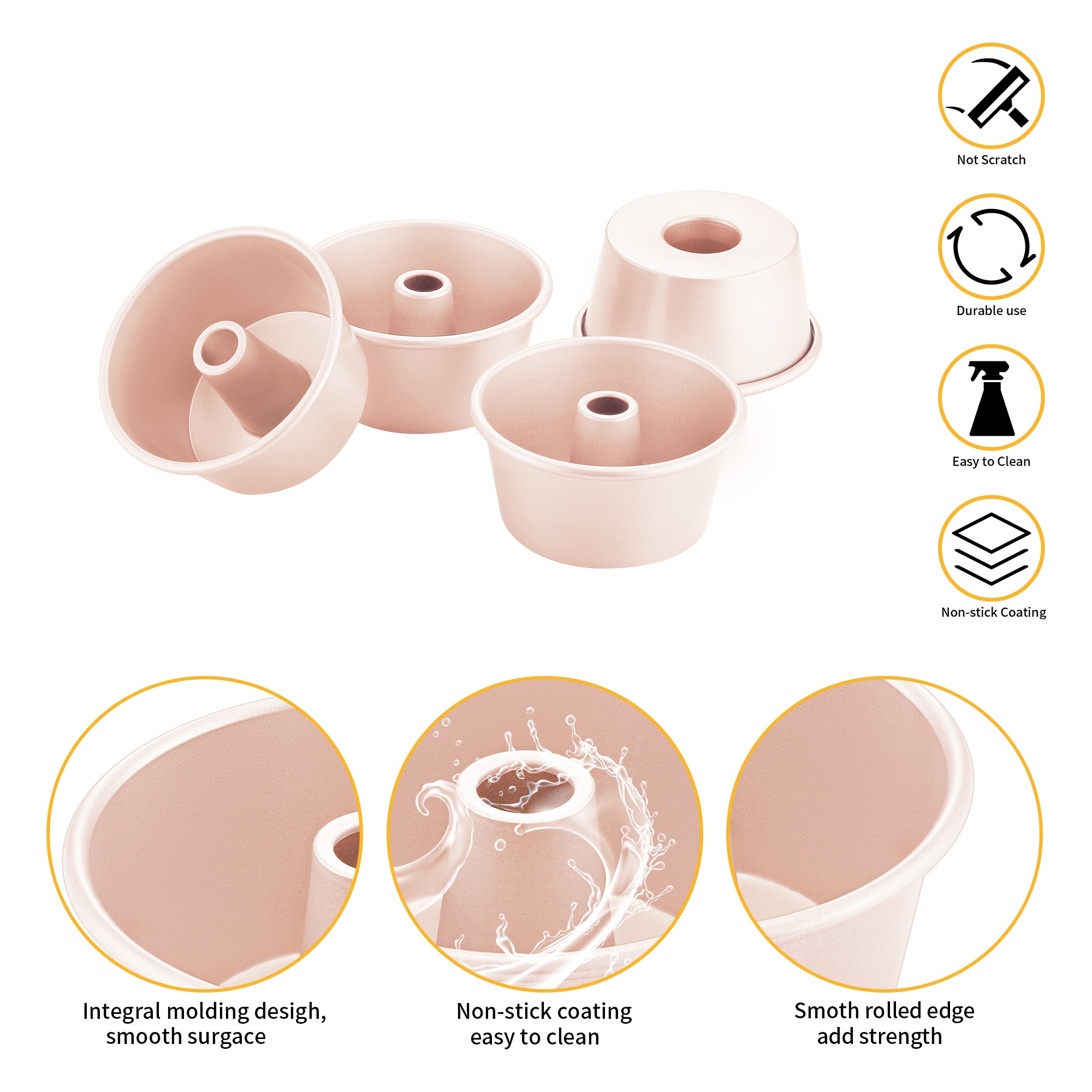 CHEFMADE Mini Angel Cake Pan 10cm Set of 4 (WK9032-4)