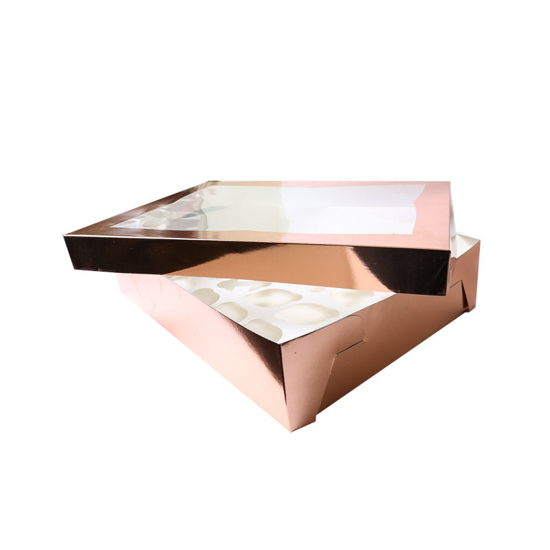 Bake Group Cupcake Box with PVC Window 24 Cupcake Rose Gold