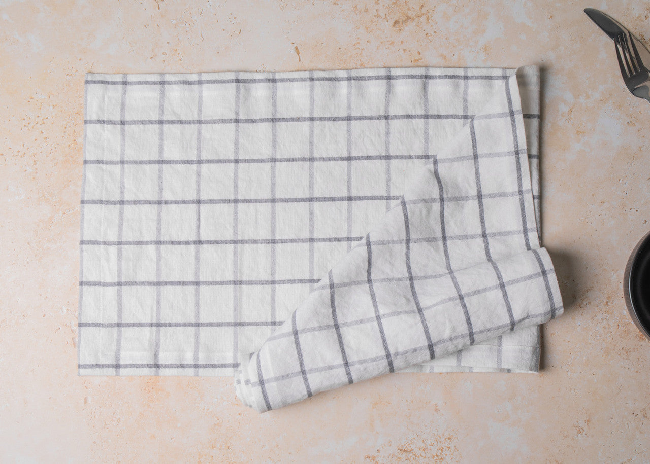 Mikasa Cotton & Linen Blend Check Table Runner 230cm (Grey)
