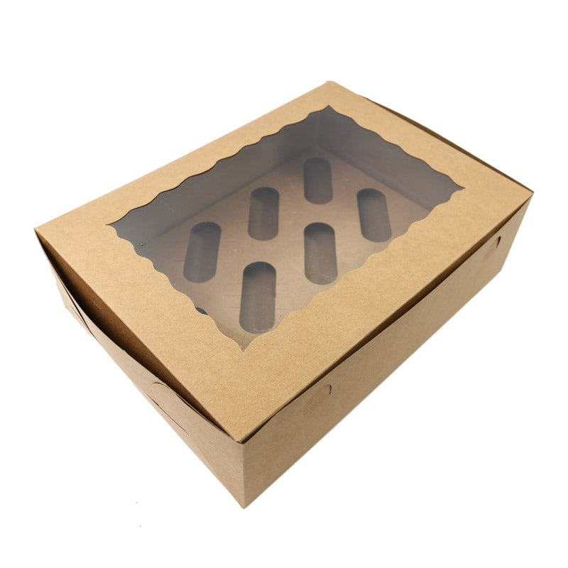 Bake Group Cupcake Box with PVC Window 12 Cupcake Brown
