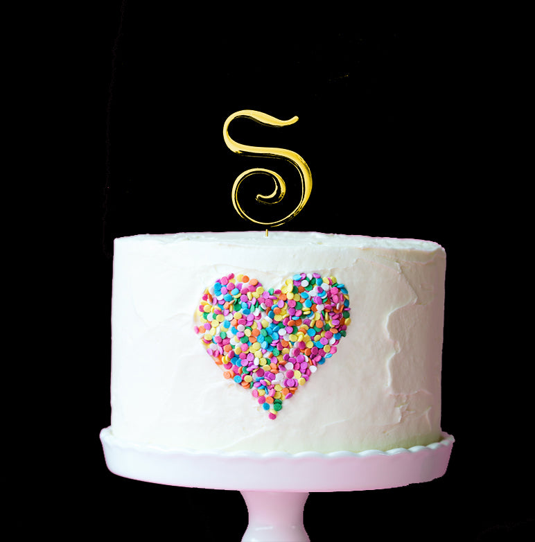 Sugar Crafty Cake Topper Letter S Gold 7cm