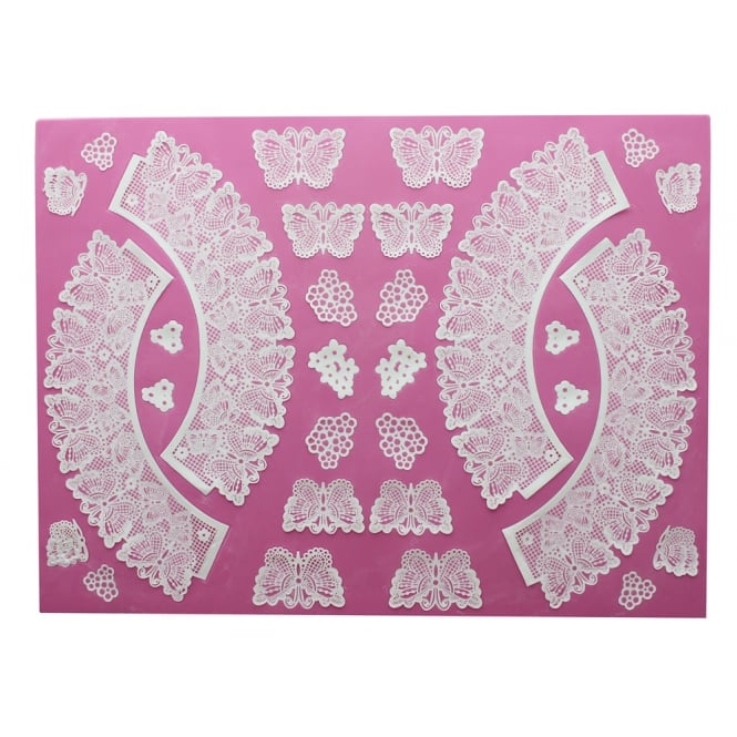 Claire Bowman Cake Lace Butterflies Cupcake Wrapper 3D Cake Lace Mat