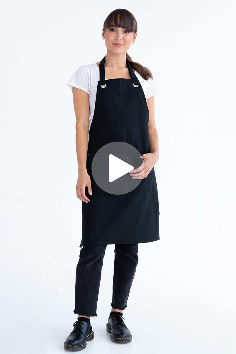 Aussie Chef Cantine Bib Apron - Black