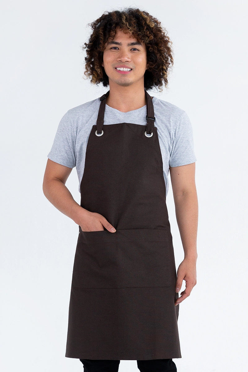 Aussie Chef Cantine Bib Apron - Chocolate Brown