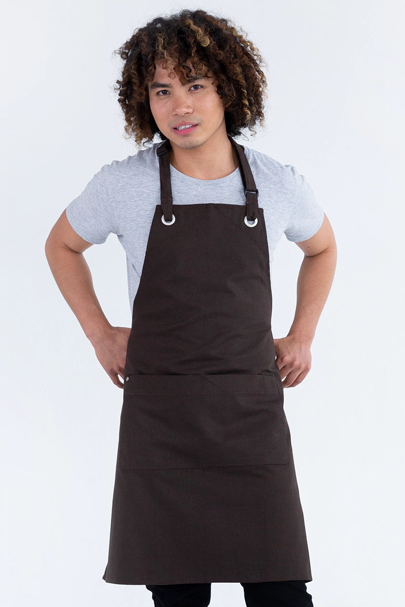 Aussie Chef Cantine Bib Apron - Chocolate Brown