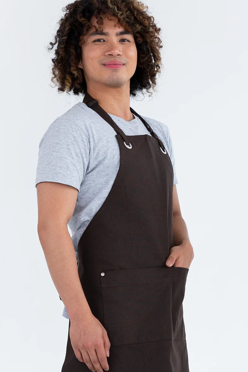 Aussie Chef Cantine Bib Apron - Chocolate Brown