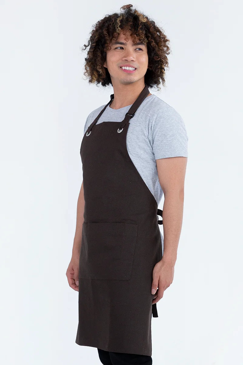 Aussie Chef Cantine Bib Apron - Chocolate Brown
