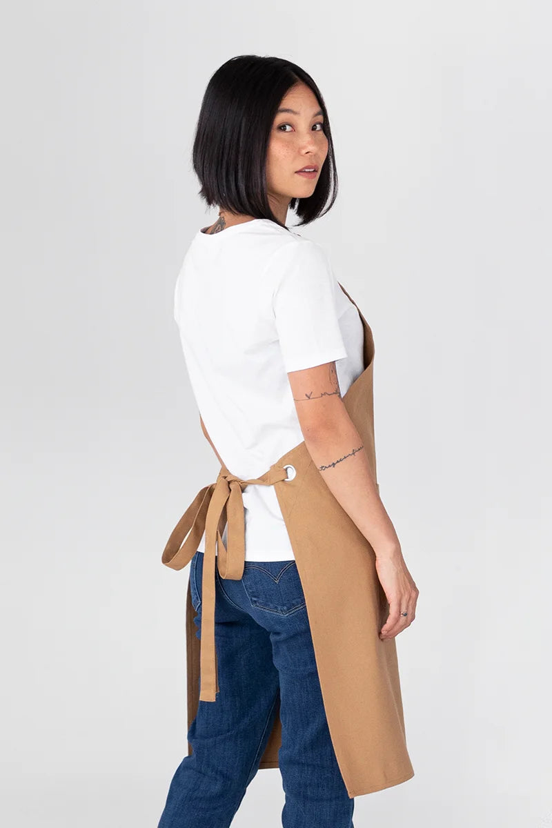 Aussie Chef Cantine Bib Apron - Khaki Brown