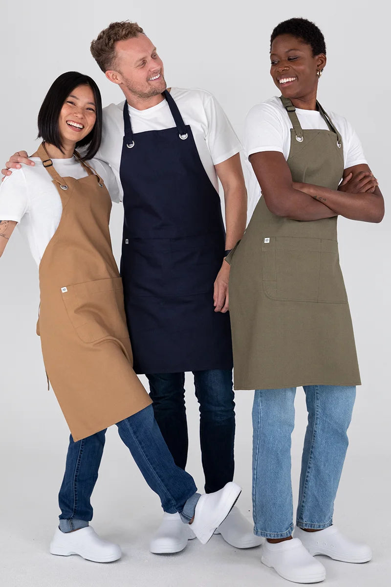 Aussie Chef Cantine Bib Apron - Khaki Brown