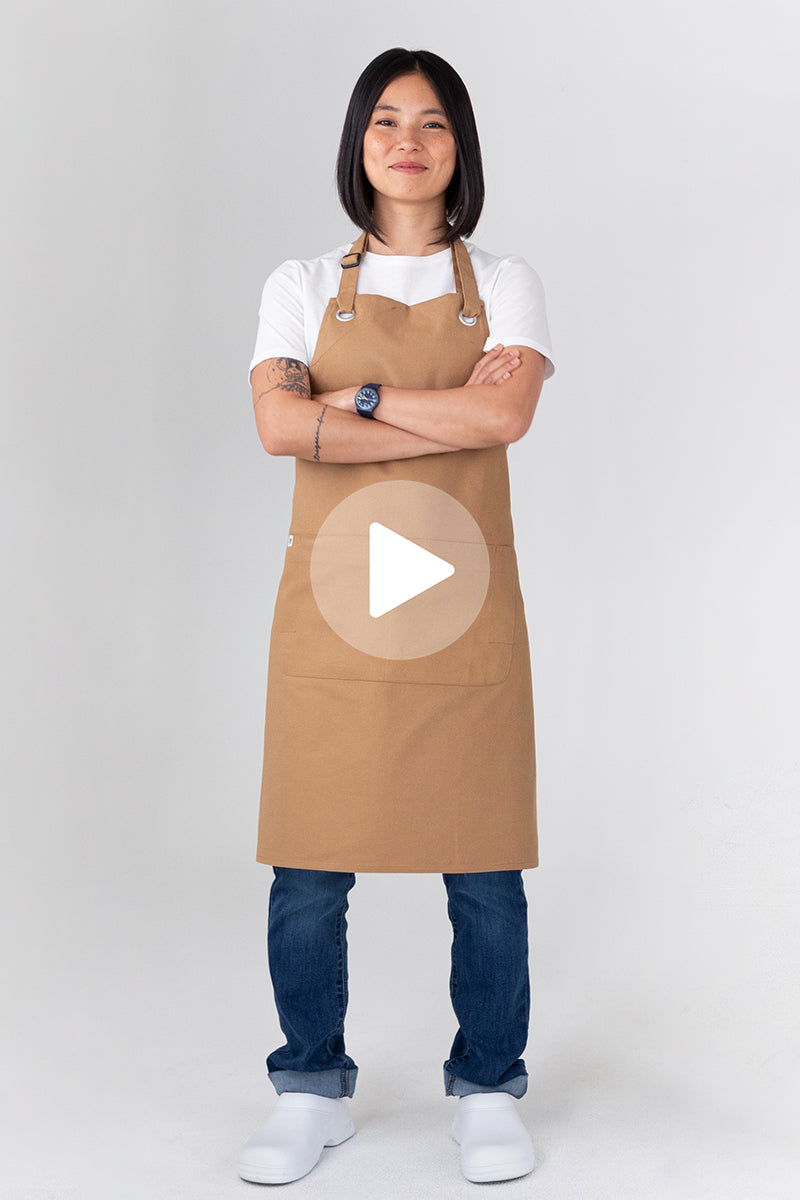 Aussie Chef Cantine Bib Apron - Khaki Brown