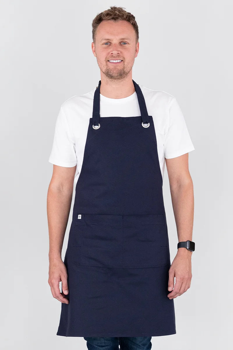 Aussie Chef Cantine Bib Apron - Navy Blue