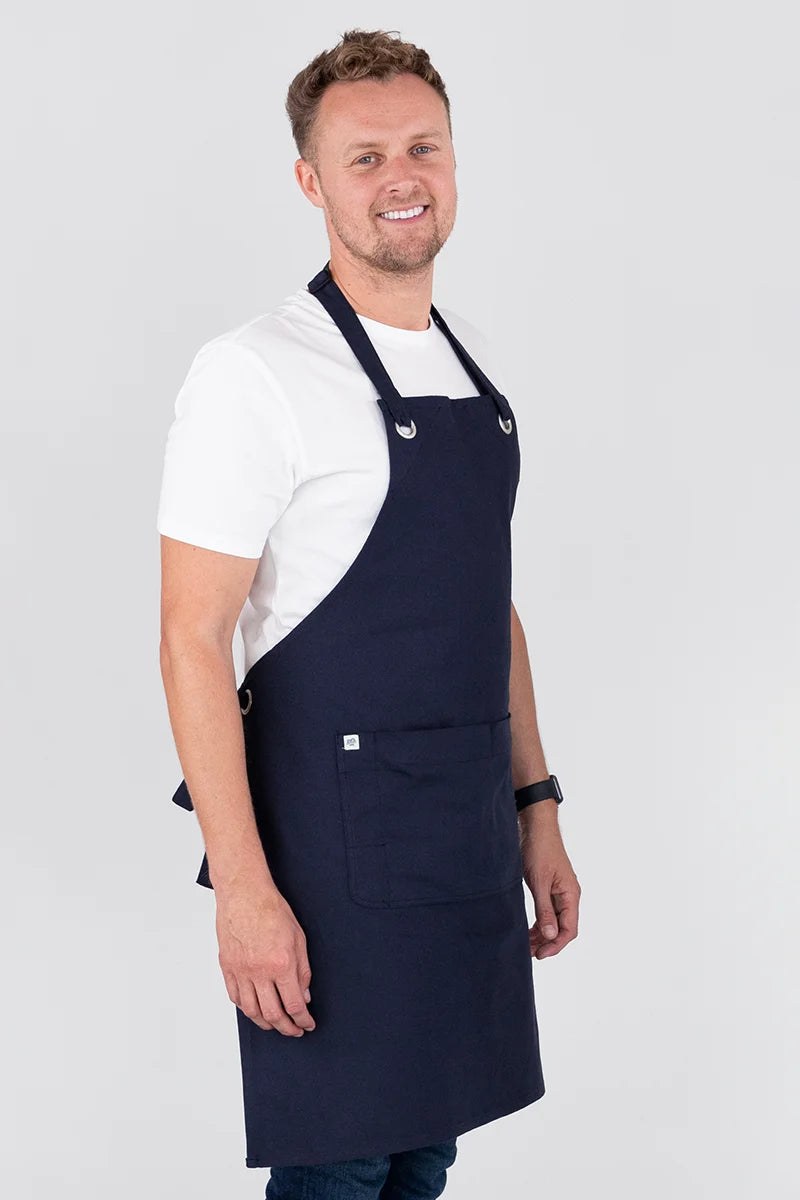 Aussie Chef Cantine Bib Apron - Navy Blue
