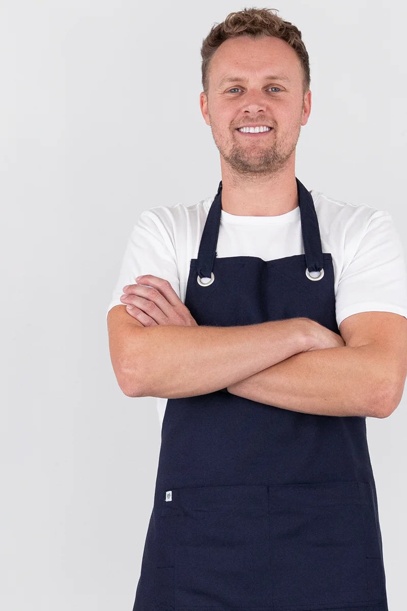 Aussie Chef Cantine Bib Apron - Navy Blue
