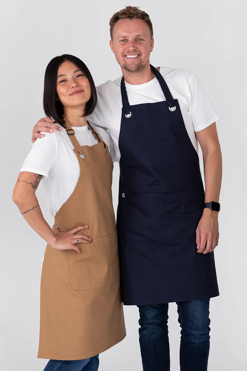 Aussie Chef Cantine Bib Apron - Navy Blue