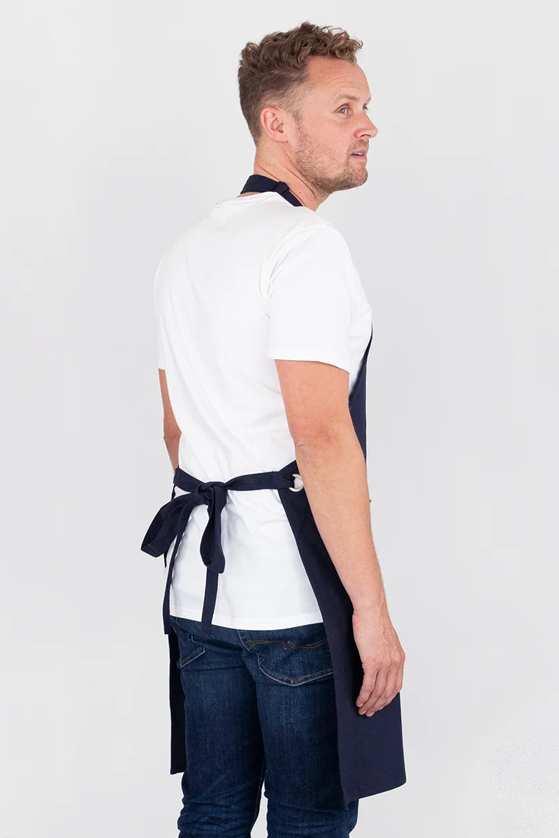 Aussie Chef Cantine Bib Apron - Navy Blue