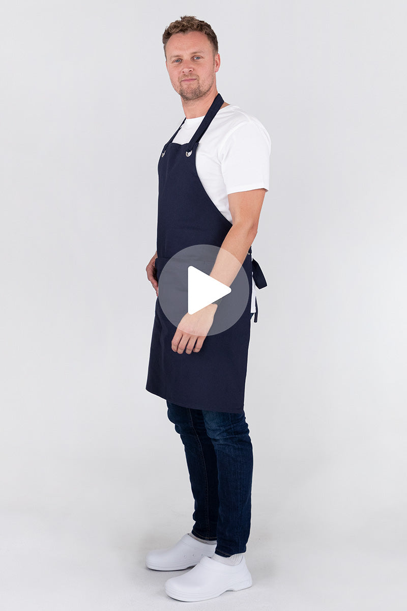 Aussie Chef Cantine Bib Apron - Navy Blue